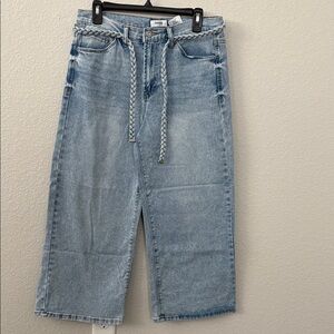 Kensie Carla Wide Leg Blue Jeans 8/29 Ankle length with belt